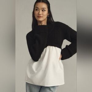 Maeve Mock Neck Babydoll Twofer Top